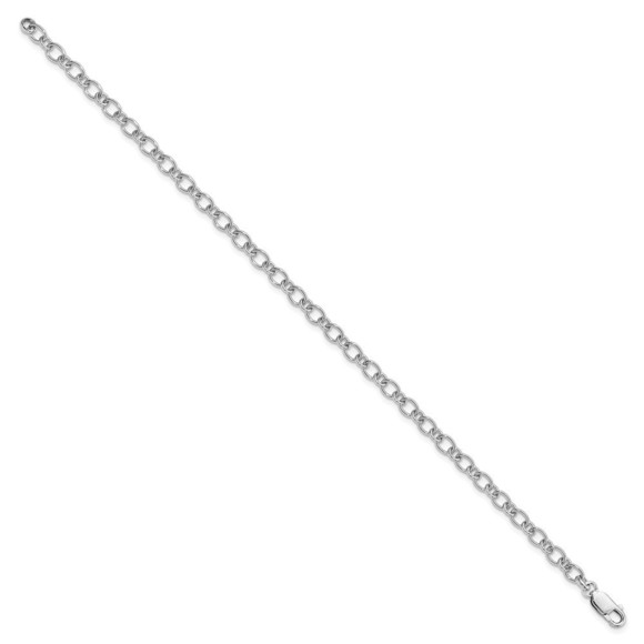 925 SS 5.25mm Oval & Round Link Lobster Clasp Charm Anklet Chain Starter, 10" - Picture 2 of 4